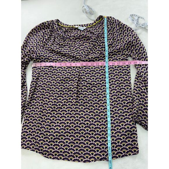 Boden Dolly Split V Neck Printed Floral Long Sleeve Blouse Womens Spring Purple - Picture 8 of 8